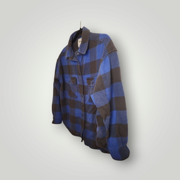 Aerie blue gray plaid flannel boyfriend jacket size Small - Picture 5 of 9